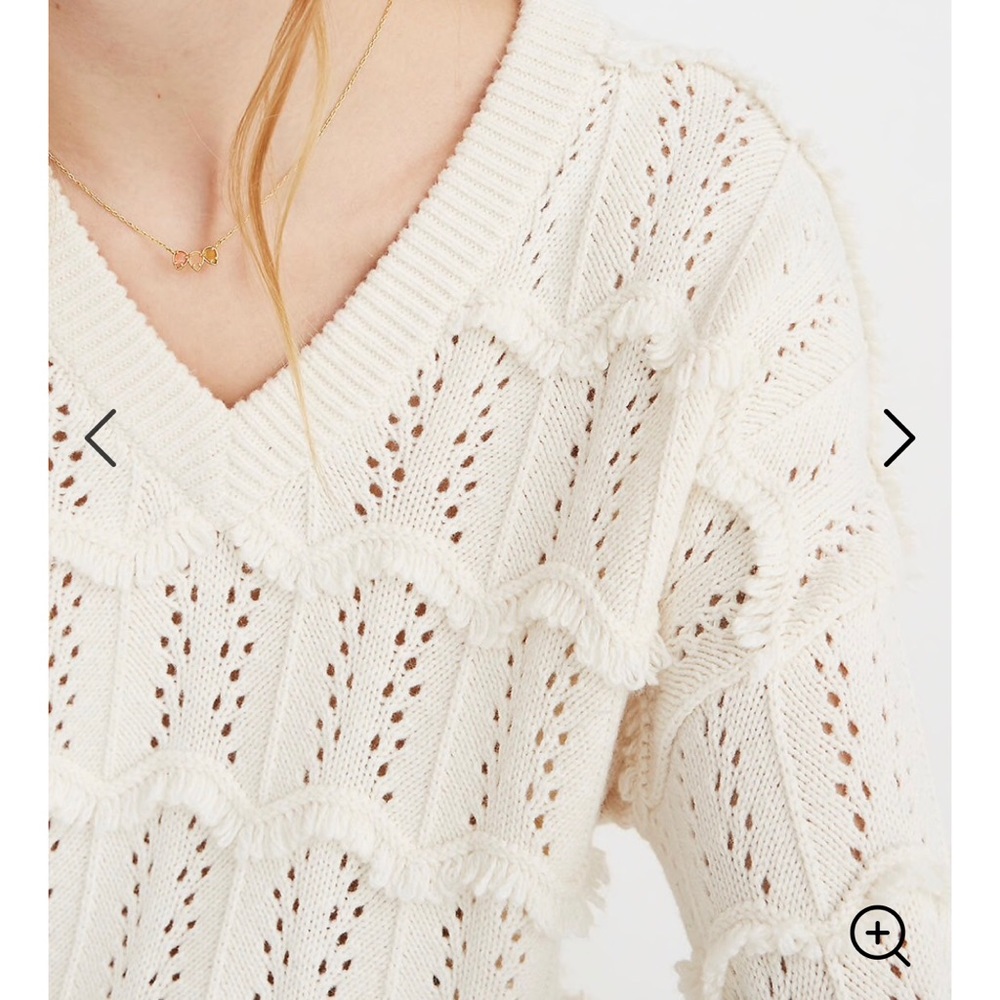 MADEWELL V-Neck Fringe Pullover Sweater - Picture 2 of 7